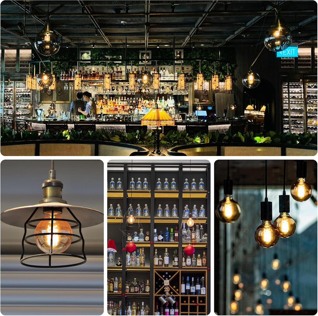 G25 Globe LED Edison Light Bulbs, 6W Equivalent to 60W, 2500K Warm White Flexible Spiral Filament Light Bulbs