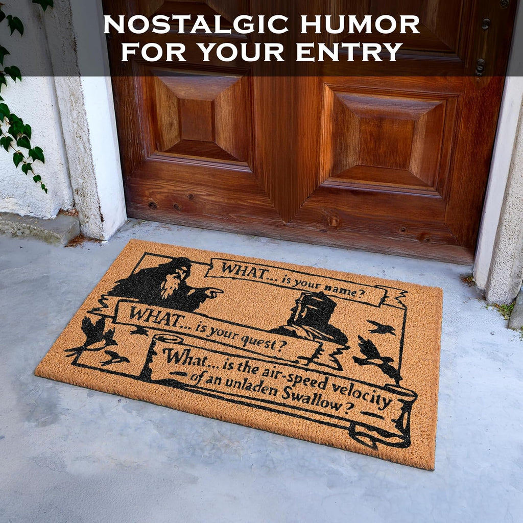 What Is Your Quest Door Mat 30x17 Inch, Funny Welcome Mat for Front Door | Pop Culture Home Decor, Natural Coir