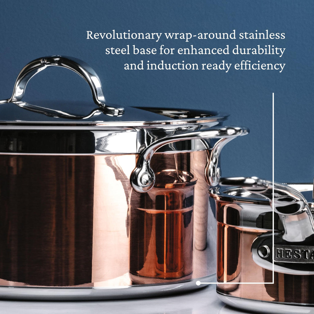 CopperBond Collection - 100% Pure Copper Stock Pot, Induction Cooktop Compatible, 6 Quart