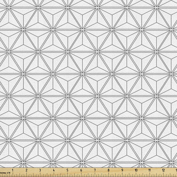 Geometric Fabric by The Yard, Lines Stripes Crossing in Hexagonal Design with Triangles Modern Art Print, Decorative
