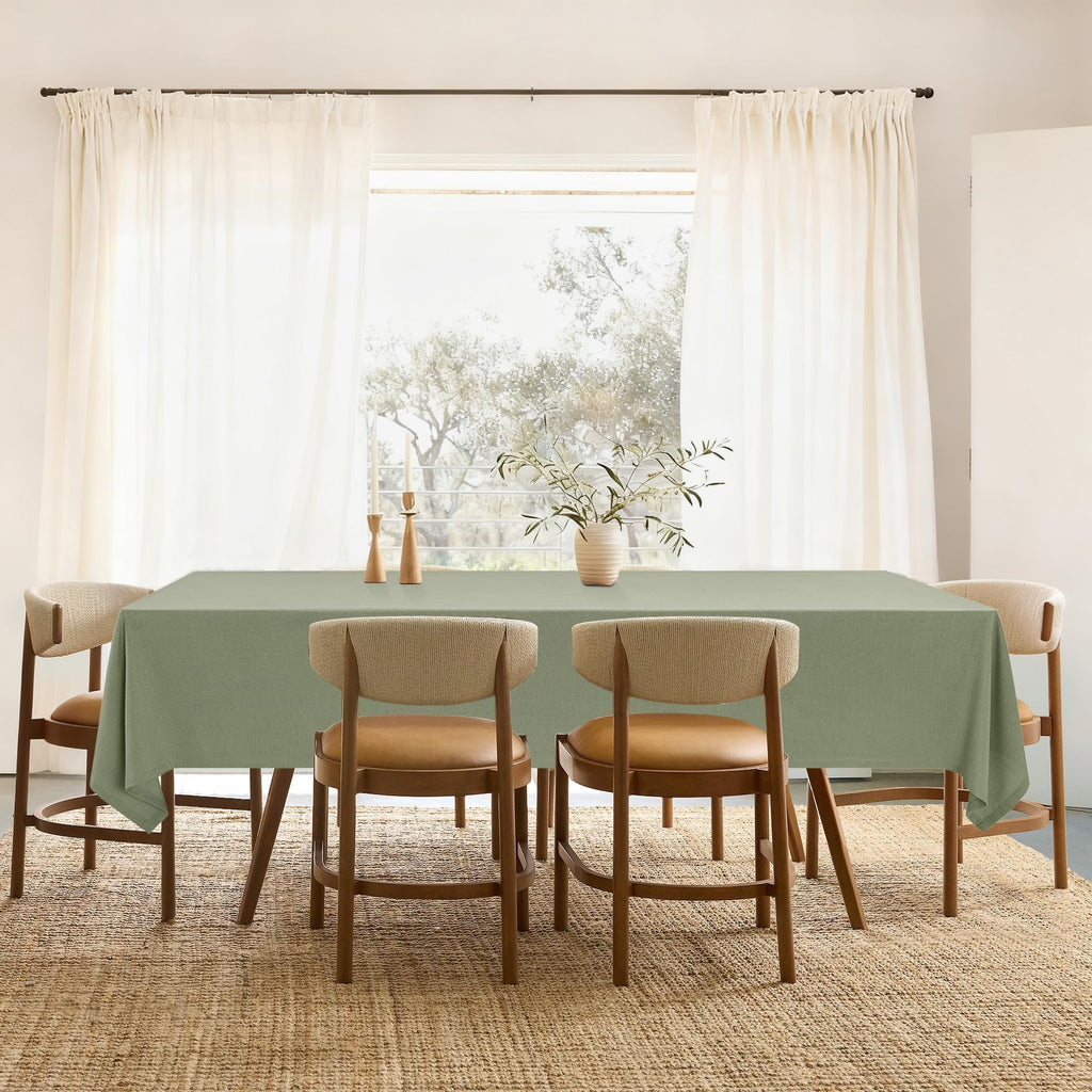 Sage Linen Tablecloth Rectangular 55 x 84 Modern Elegant Cotton Cloth Texured Sage Green Table Cloth for Rectangle