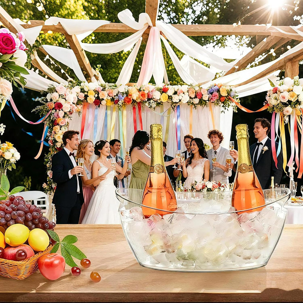 2-Pack 5.5L Ice Bucket for Parties, Portable Drink Bucket for Cocktail Bar, Extra Large Clear Beverage Tubs - Set of 2