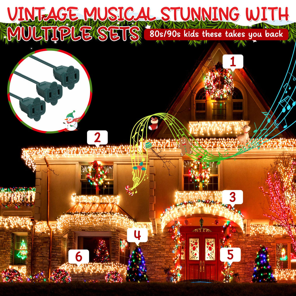 Vintage 90s Musical Christmas Lights Controller, Singing Christmas Tree Lights Controller with 25 Holiday Songs, 7