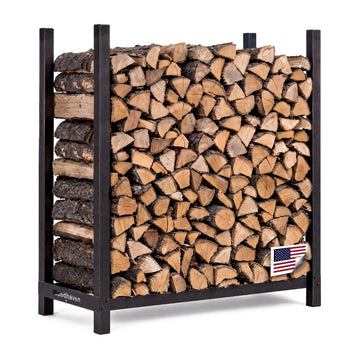 4-Foot Black Raised Firewood Rack, 1/4 Cord w/o Cover|Made in USA