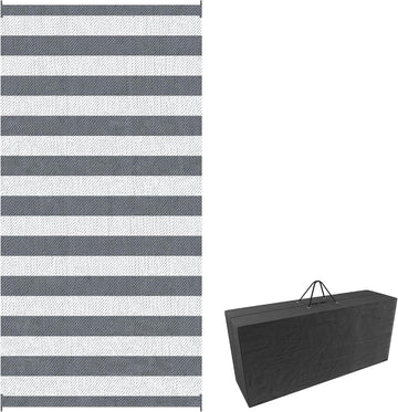 Reversible Outdoor Rug, Gray & White Striped