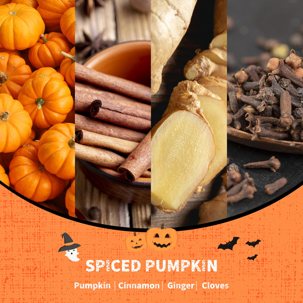 Halloween Reed Diffuser Set, 3.38 fl oz (100 ml) - Spiced Pumpkin Oil Diffusers with 8 Reed Sticks, Home Fragrance