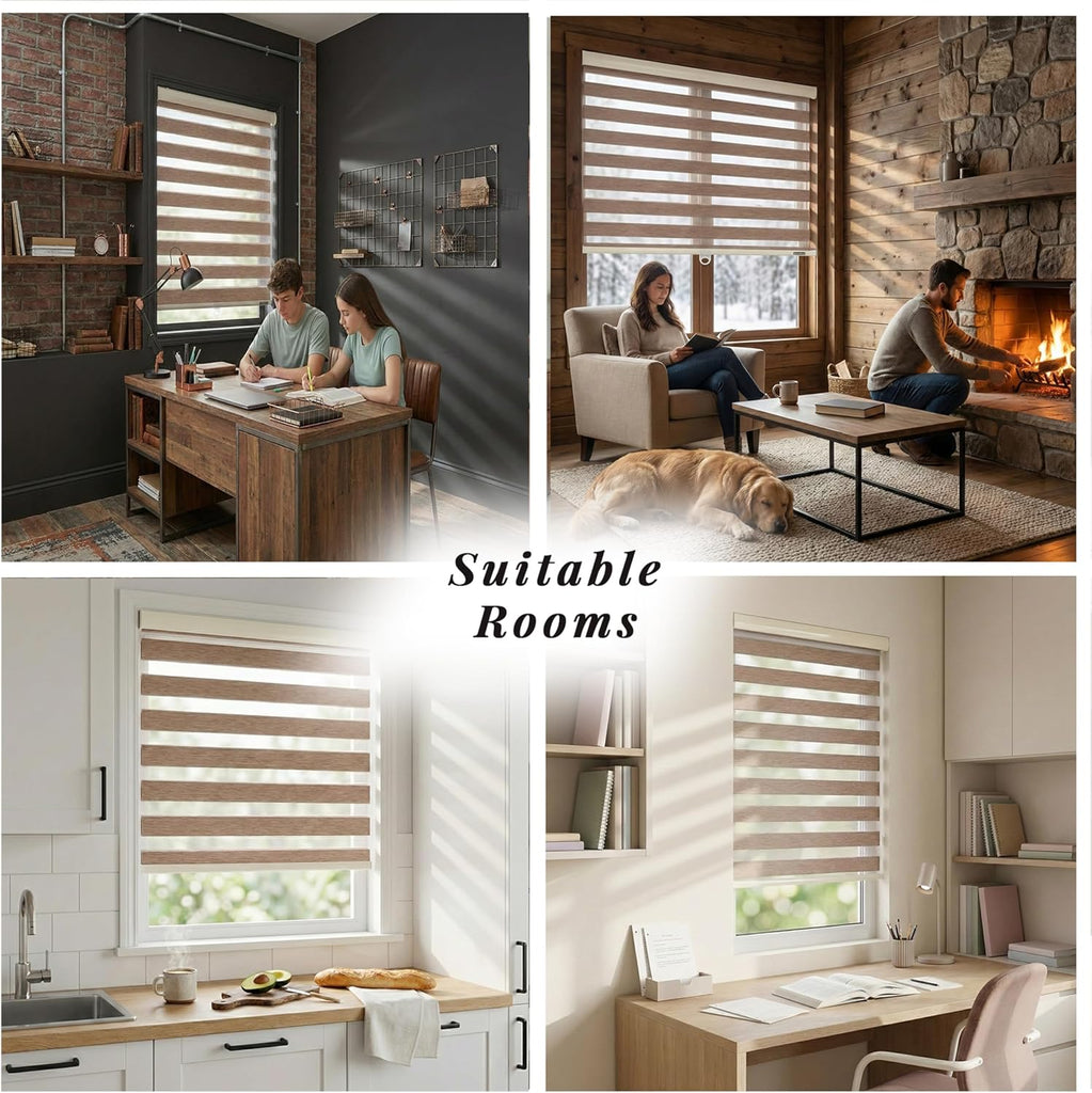 Custom Size Zebra Blinds for Indoor Window Roller, Zebra Shades for Windows Privacy Light Filtering Shades