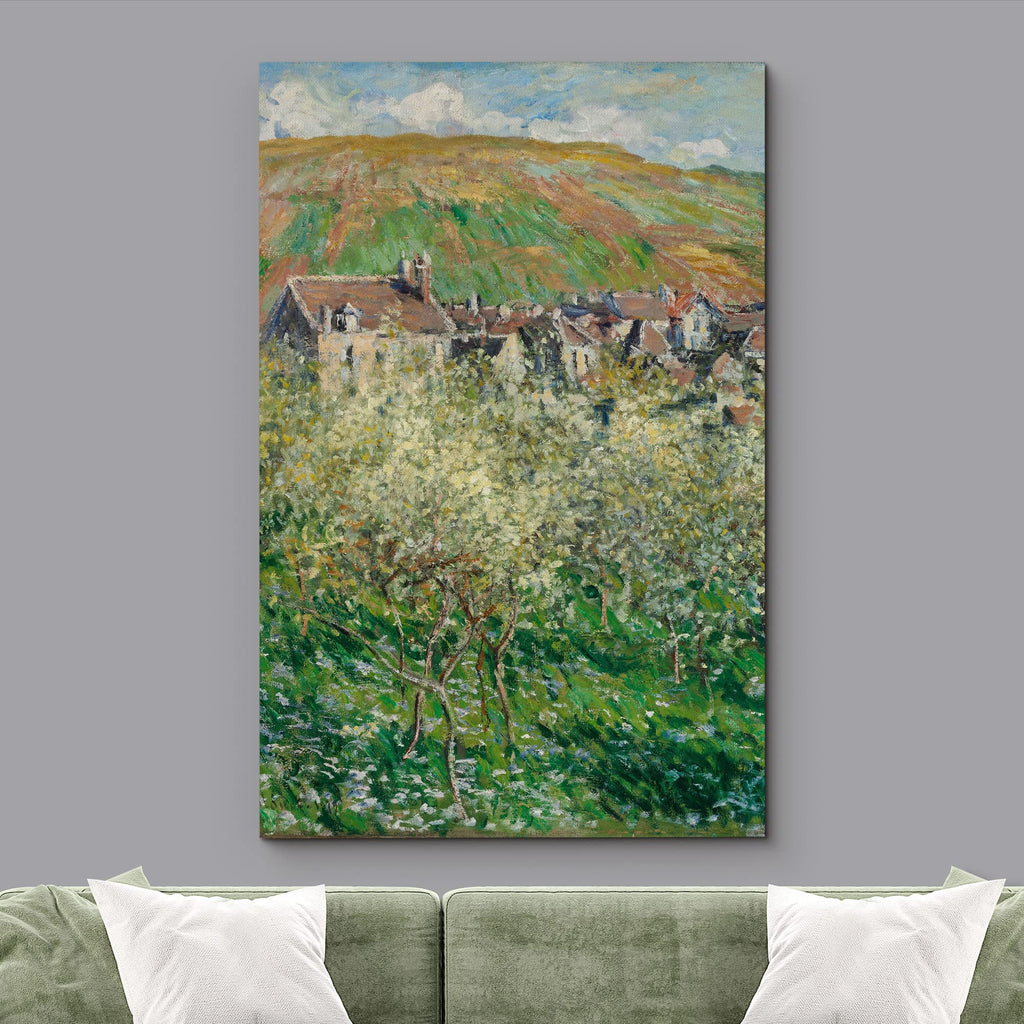 Canvas Print Wall Art Plum Trees in Blossom Claude Monet Classical Illustrations Fine Art Decorative Vintage