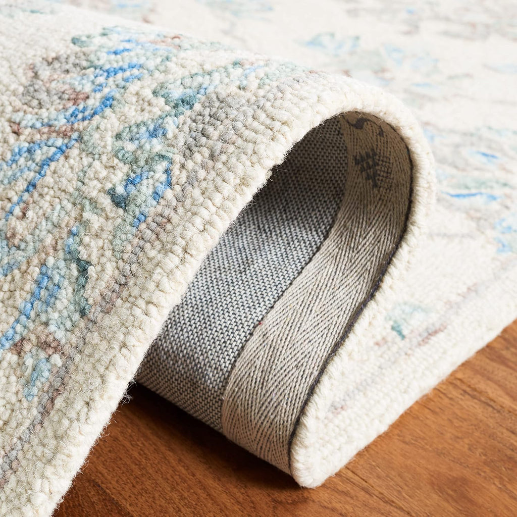 Micro-Loop 10' x 14' BlueBeige Handmade Premium Wool Dining Area Rug
