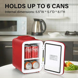 Portable Mini Fridge, 4L/6 Can Cooler and Warmer Compact Refrigerator for Skincare, Cosmetics, Beverage, Food, for