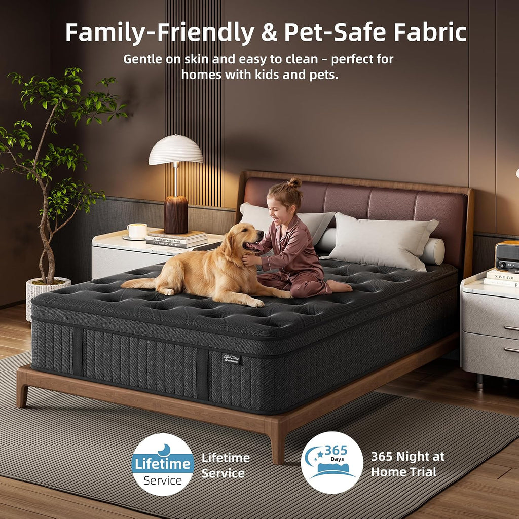 Full Mattress 12 Inch, Hybrid Spring Mattress, Medium Firm | Cool Sleep & Pressure Relief, Fiberglass-Free