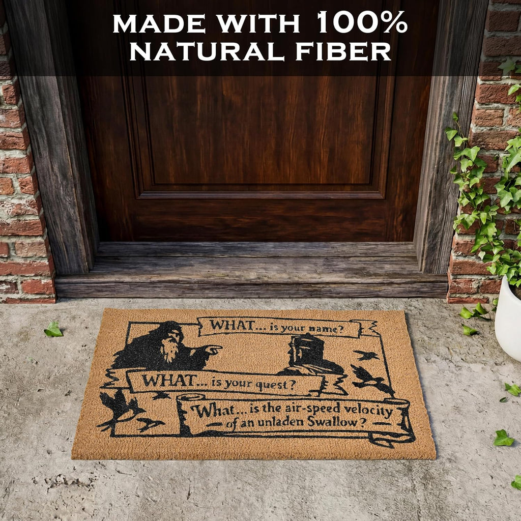 What Is Your Quest Door Mat 30x17 Inch, Funny Welcome Mat for Front Door | Pop Culture Home Decor, Natural Coir