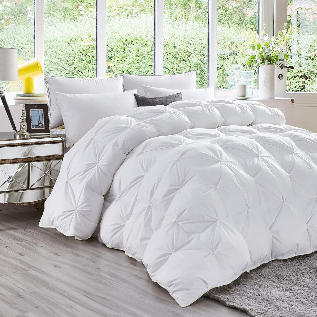 Luxurious All-Season Goose Down Feather Fiber Comforter Super King Duvet Insert (120x120)