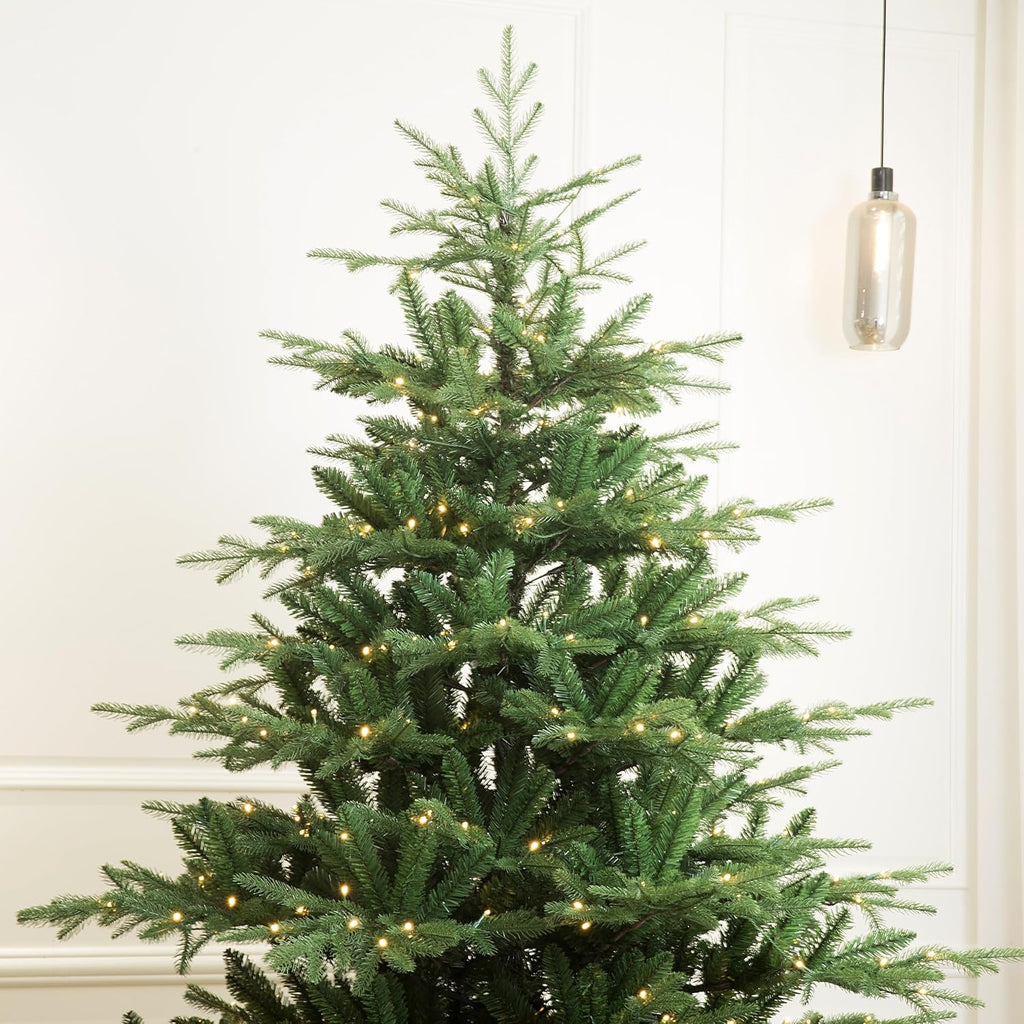 Rocky Mountain Balsam Fir Christmas Tree Pre-lit with LED Lights Upgraded Remote Control 274cm, Realistic