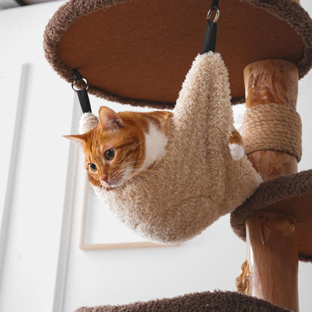 Modern Cat Tree for Indoor Large Cats & Multi-Cat Households, 68'' Solid Wood Cat Tower with 3 Condos, Heavy Duty Cat