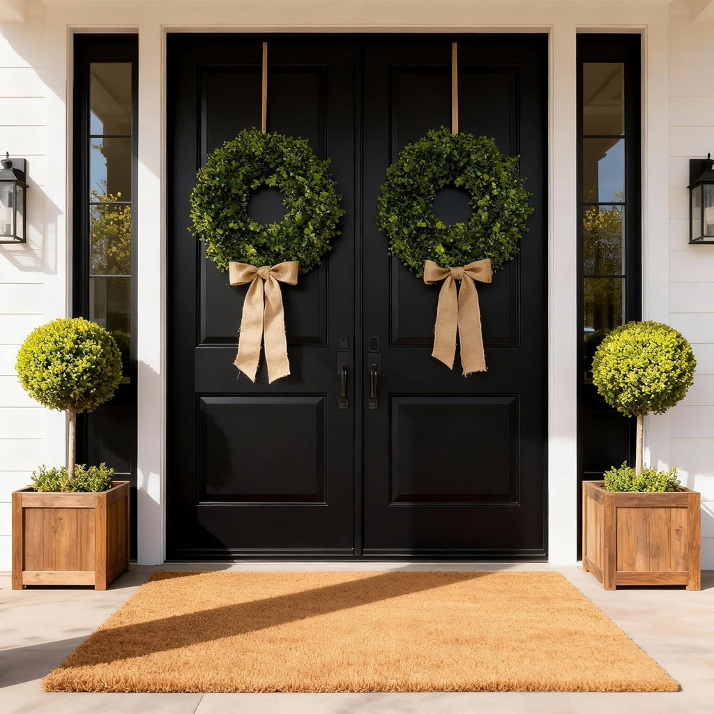 18 Inch Boxwood Wreath for Front Door,Greenery All Year Round