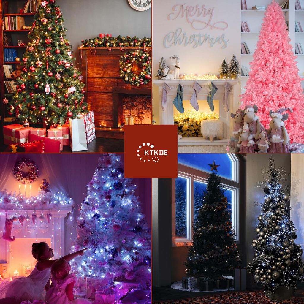 6ft Artificial Black Christmas Tree Outdoor Black Halloween Tree Decorations with 1005 Tips Led String Lights Pencil