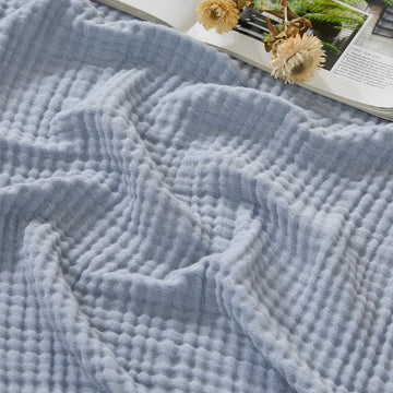 Muslin Cotton Blanket Adults Heather Dusty Blue Throw XL 50"x70"