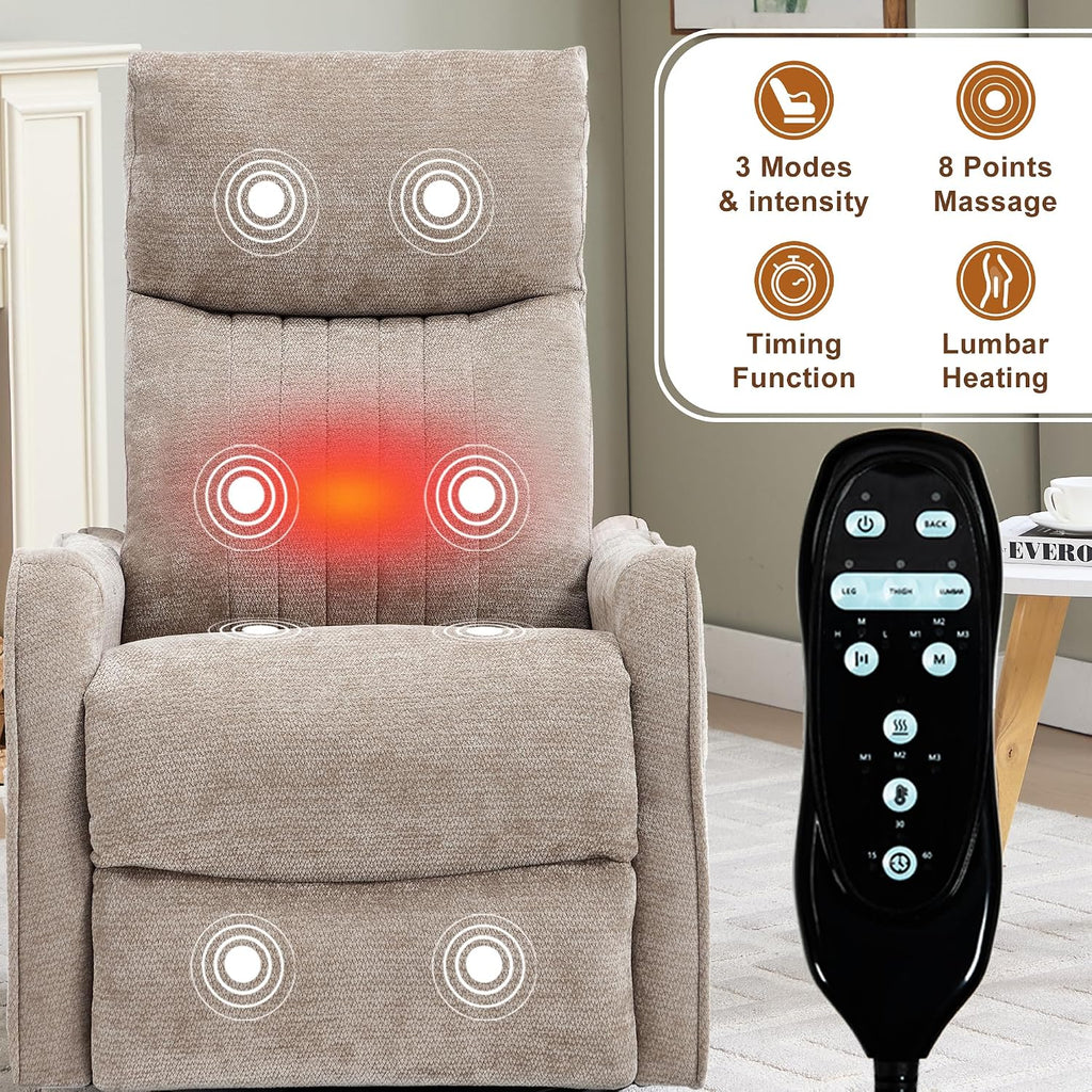Swivel Rocker Recliner, Glider Rocker Recliner Chair , Manual Reclining Chair with Heated Massage, Small Spaces