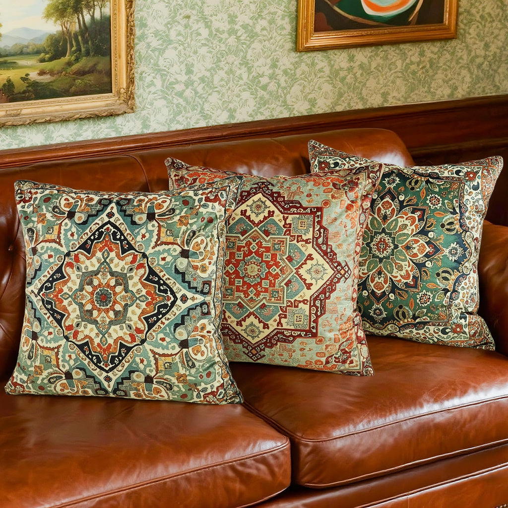 Boho Soft Velvet Throw Pillow Covers 18x18 in Vintage Moroccan