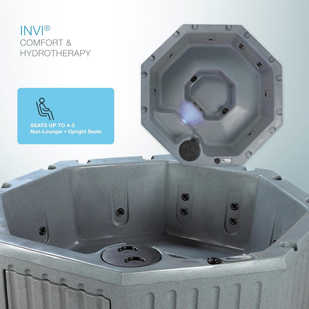 Invi 5 Person Rigid Resin Hot Tub Spa, 11 Jets, 2BHP 2-Speed Pump, Stainless Steel Heater, 120V Plug & Play, Full