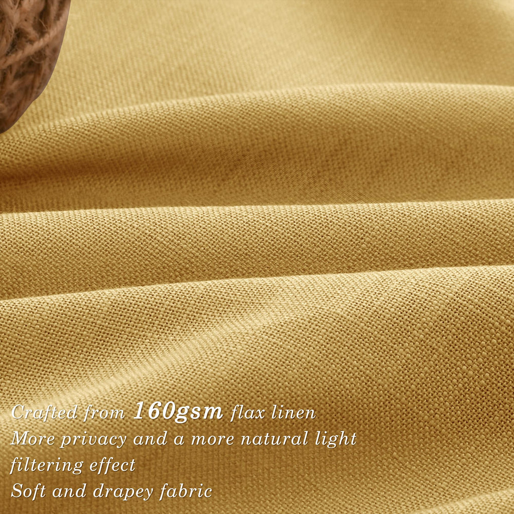 Gold Linen Grommet Curtains 96 Inch Length 2 Panels