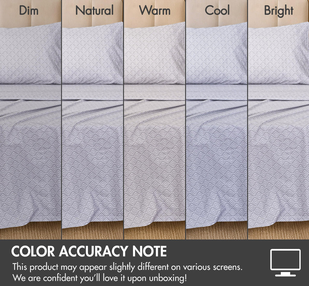 100% Cotton California King Sheets, Percale Weave, Diamond Box