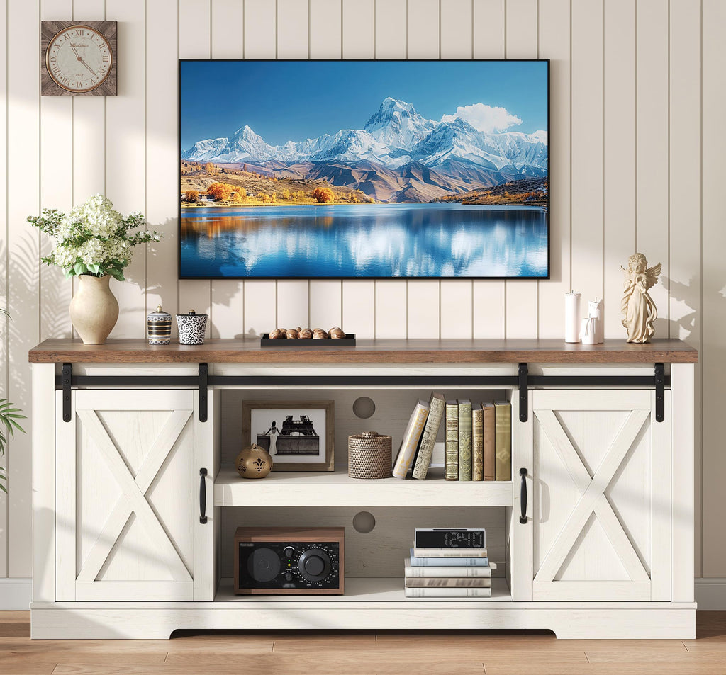 65" TV Stand, Entertainment Center, White