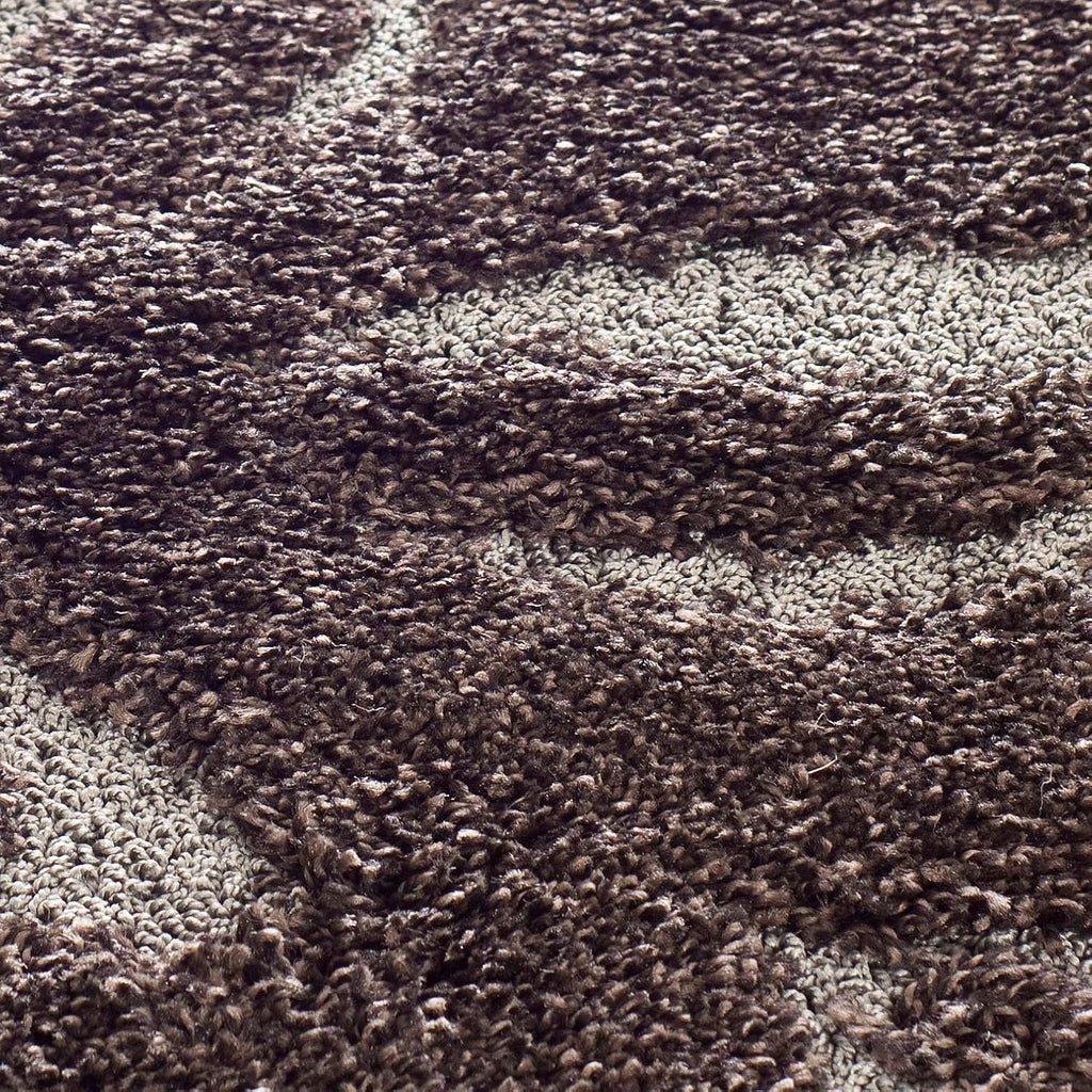 Florida Shag Collection Area Rug - 4' Square, Dark Brown & Grey, Floral Design, Non-Shedding & Easy Care, 1.2-inch