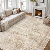 9x12 Vintage Washable Area Rugs Living Room Rug Low Pile Boho Floor Mat