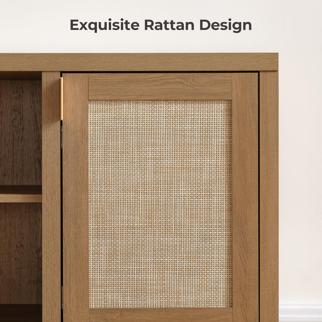 TV Stands 59" Rattan TV Console with Storage