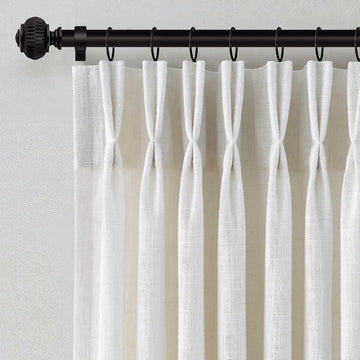 Natural Linen Curtains 2 Panels Neutral Textured Pinch Pleated Curtains Ivory Cream Beige Light