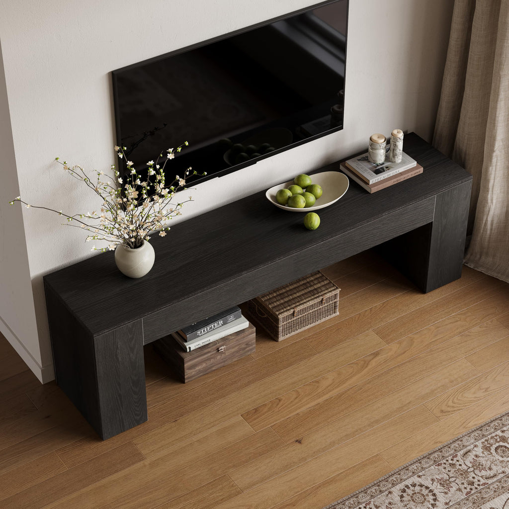 70.8" TV Stand, Wooden Entertainment Center, Low TV Console Table for TVs Up to 80", Modern Chic Entertainment Center