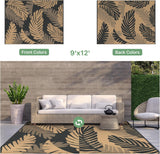 Waterproof Outdoor Rug 9' x 12' for Patio Decor, Reversible Plastic Straw Area Rugs for Camping Clea