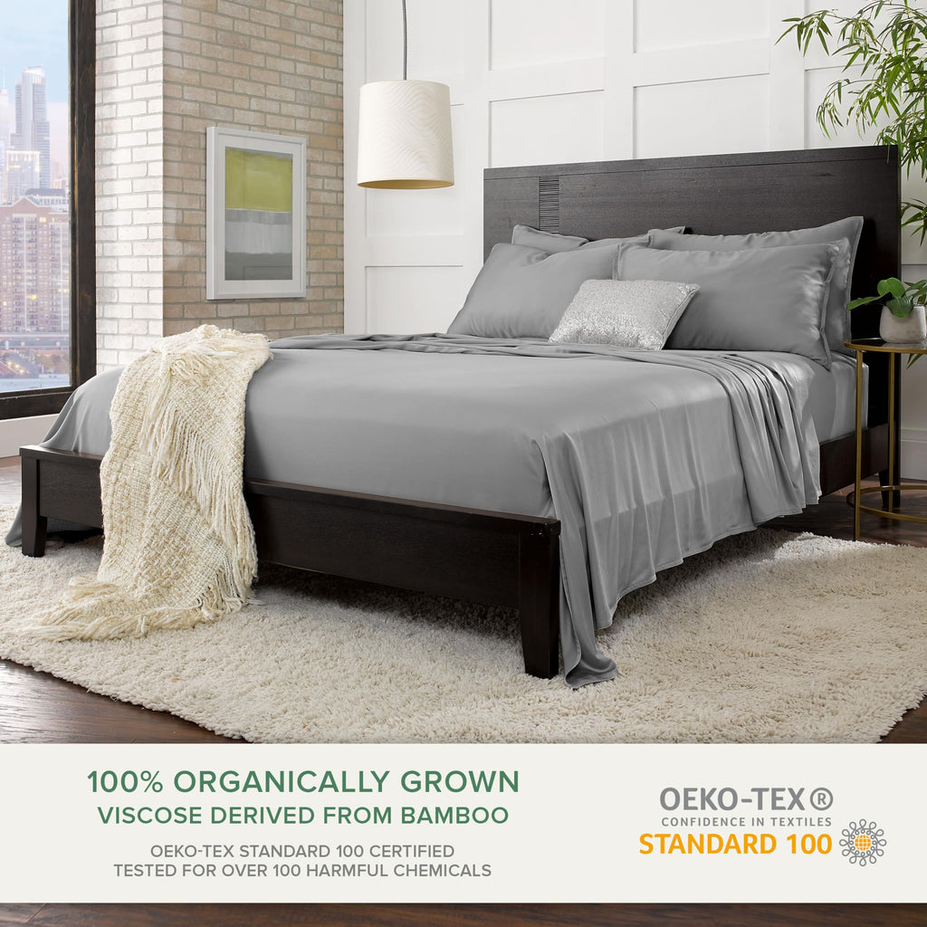 Sheets 100% Genuine Bamboo Viscose, King, Stone Grey