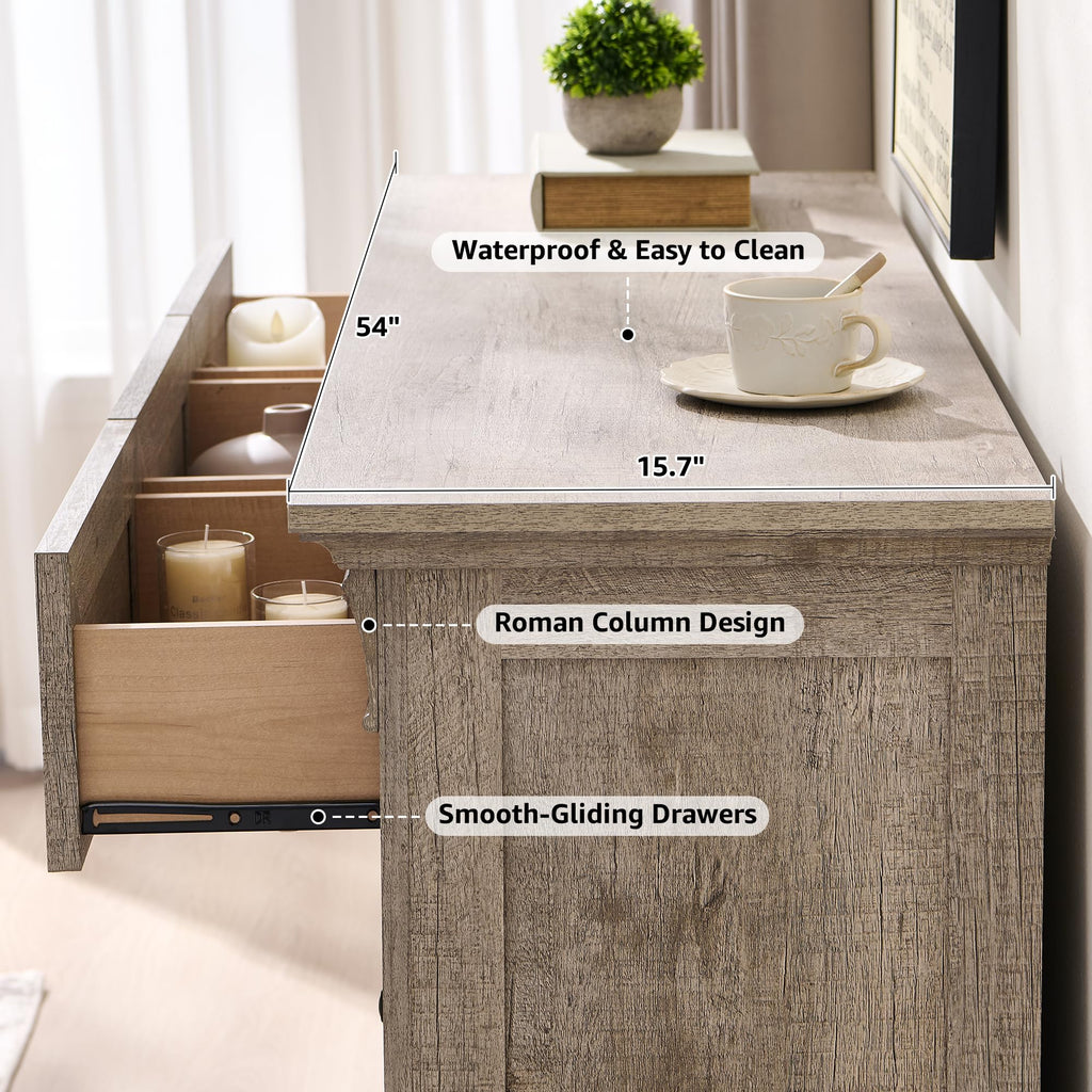Farmhouse 7 Drawers Dresser 54"W Wood Chest of Drawers
