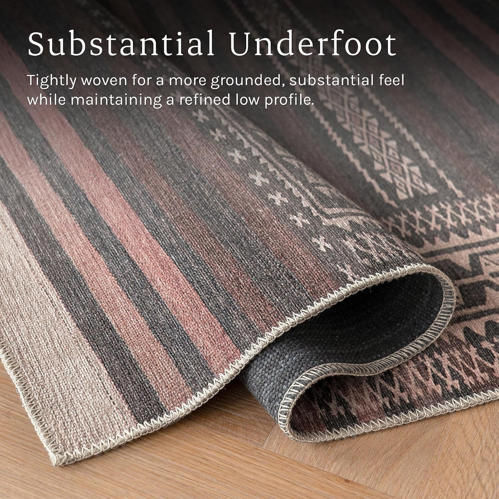 Vibe Stripe Rust Red & Clay Accent Rug - Persian-inspired design