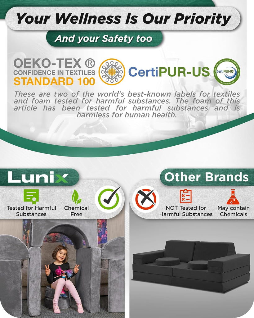 Modular Kids Play Couch, Piece Fort Building & Climbing Foam Set
