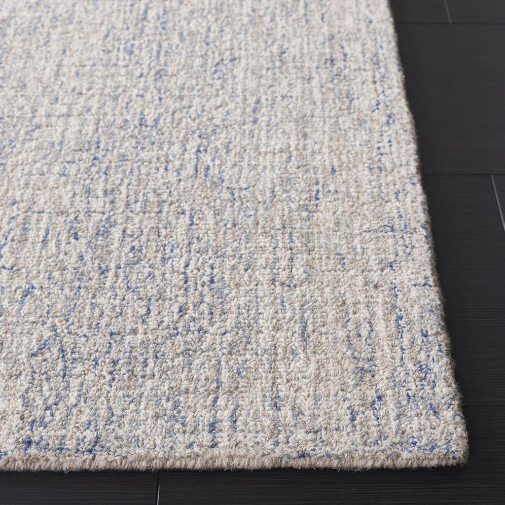 Area Rug 8x10 - Abstract - Large - Ivory & Blue, Handmade Wool