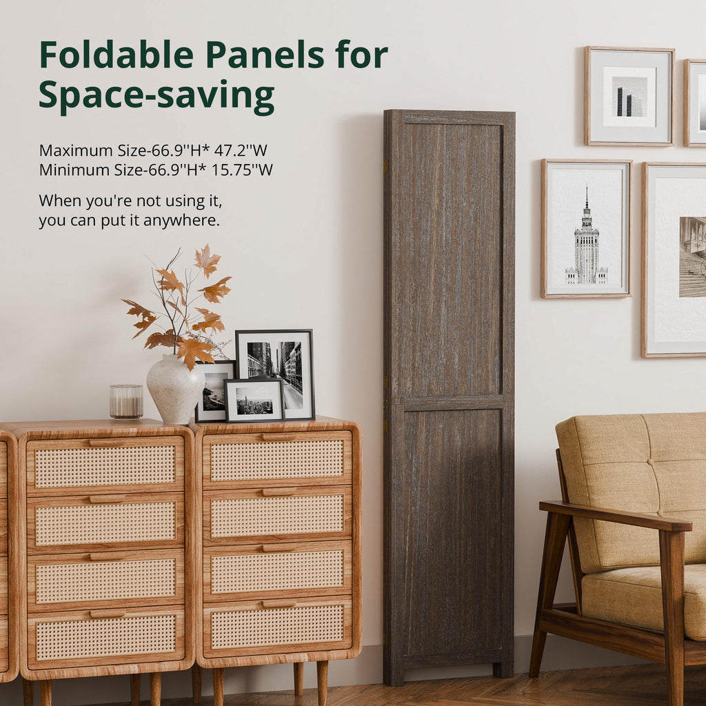 3 Panel Folding Room Divider, Solid Wood Privacy Screen, Freestanding Partition Wall, Temporary Wall