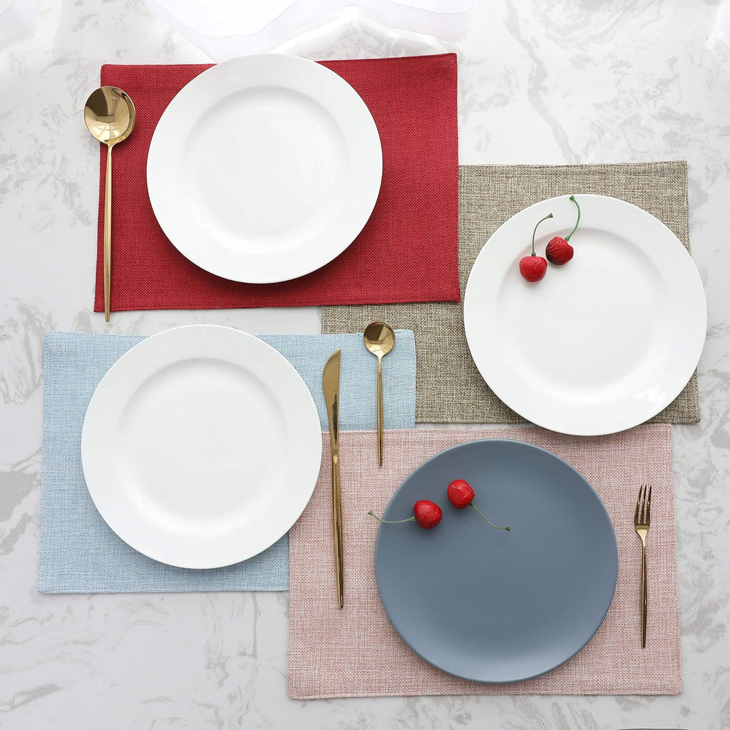 Linen Placemats Heat Resistant Dining Table Cloth Place Mats Kitchen Table Mats Placemats Table Decor - Set of 4