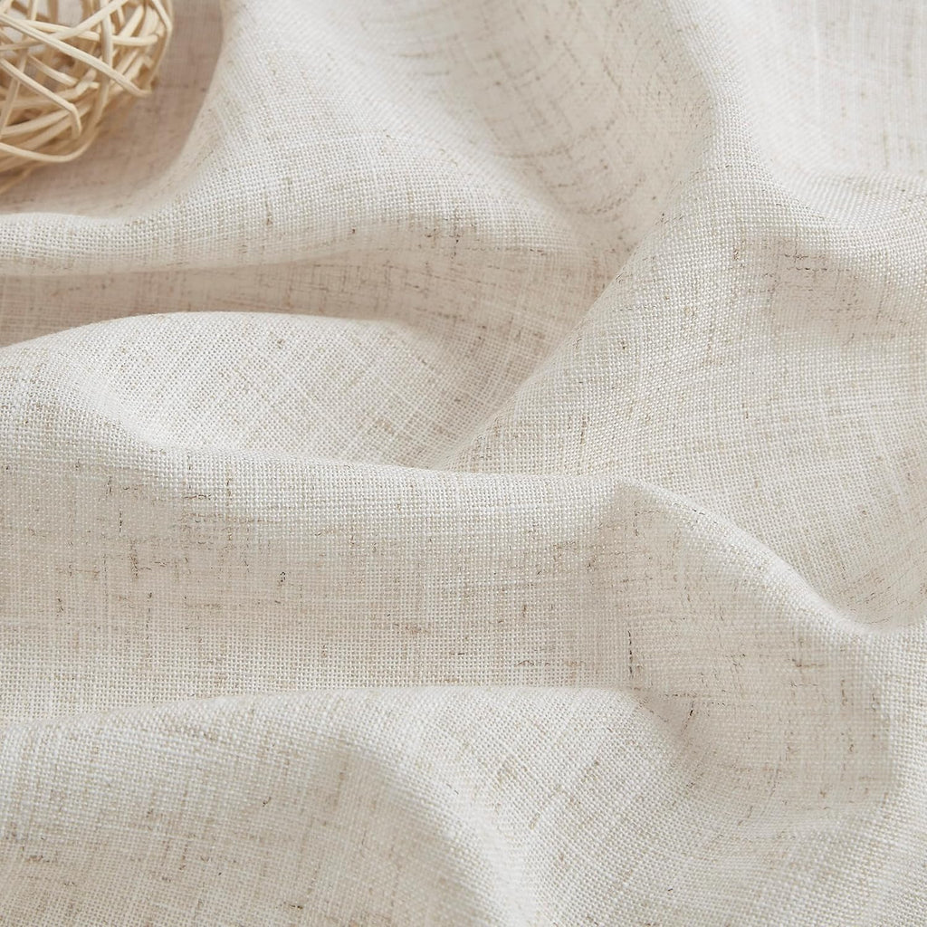 Natural Pinch Pleated Semi Sheer Curtains Textured Linen Blended Light Filtering Window Curtains 84 inch for Living