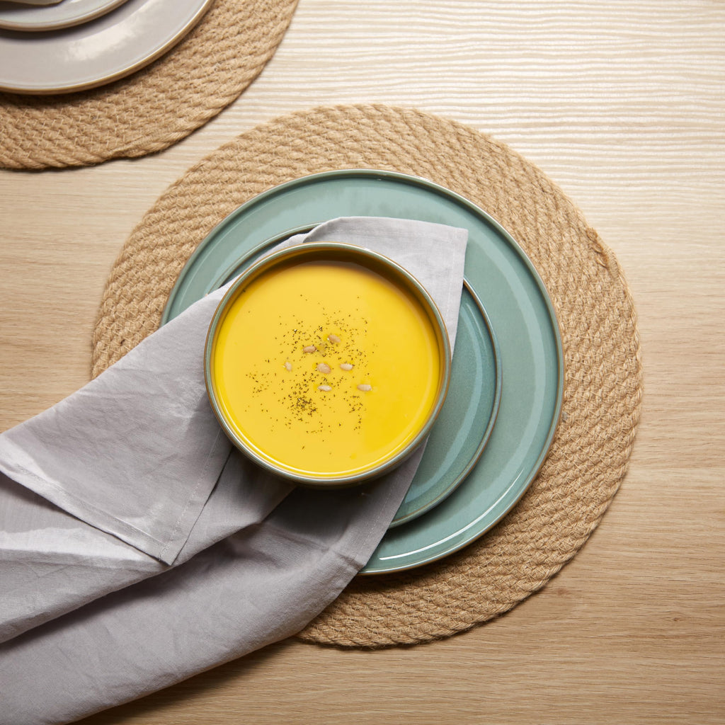 Dinnerware Set, 12 Piece, by, Ceramic 10.5"Dinner Plates, 8.2"Salad Plates and 25 oz Soup Bowls, Stoneware