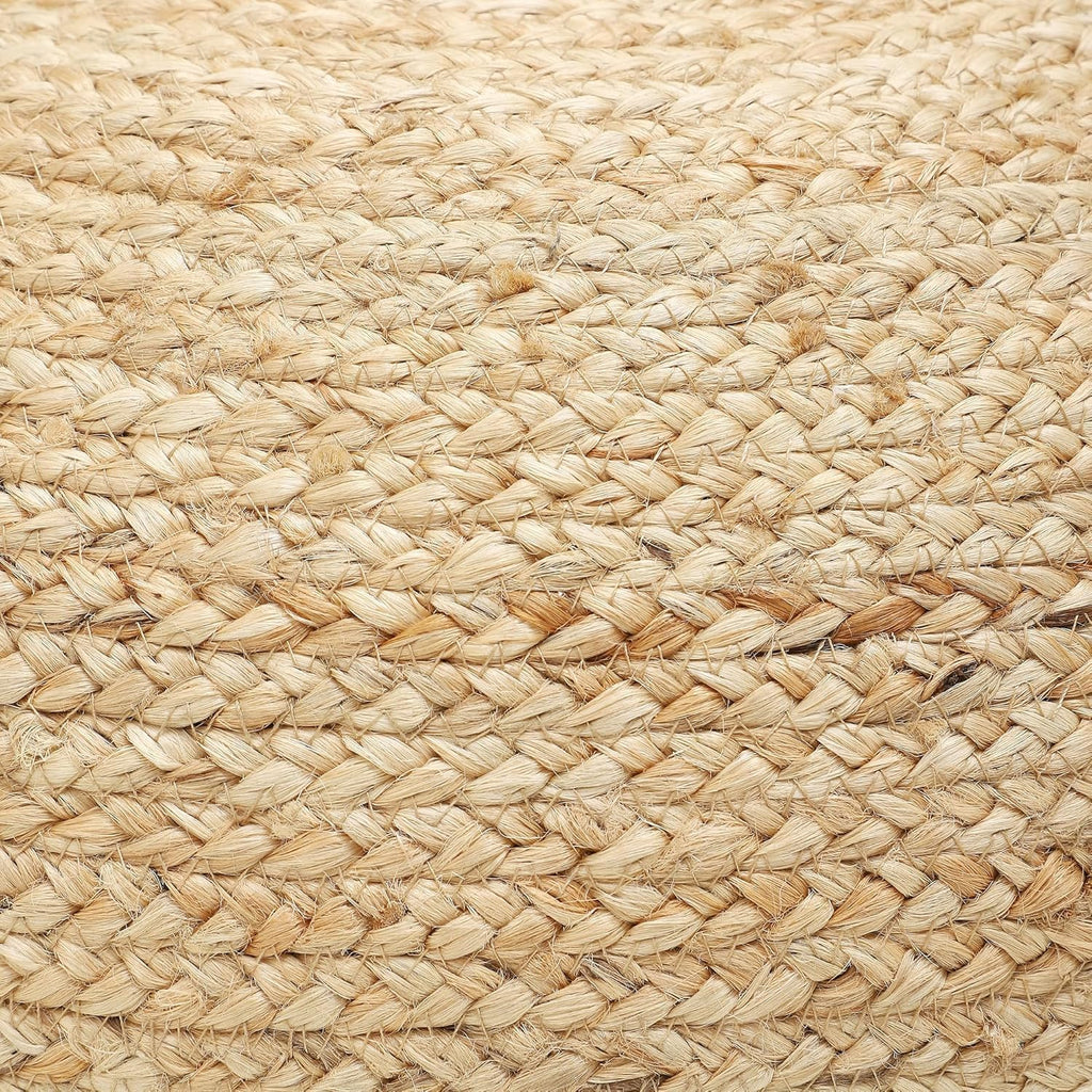Jute Circular Pouf Ottoman Foot Stool - Jute Natural, Set of 2