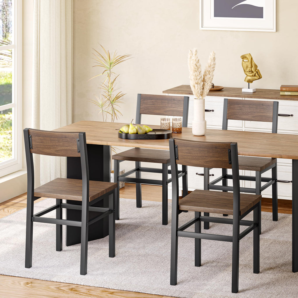 Nut-Brown Dining Chairs Set of 4, Farmhouse Kitchen Room Chairs