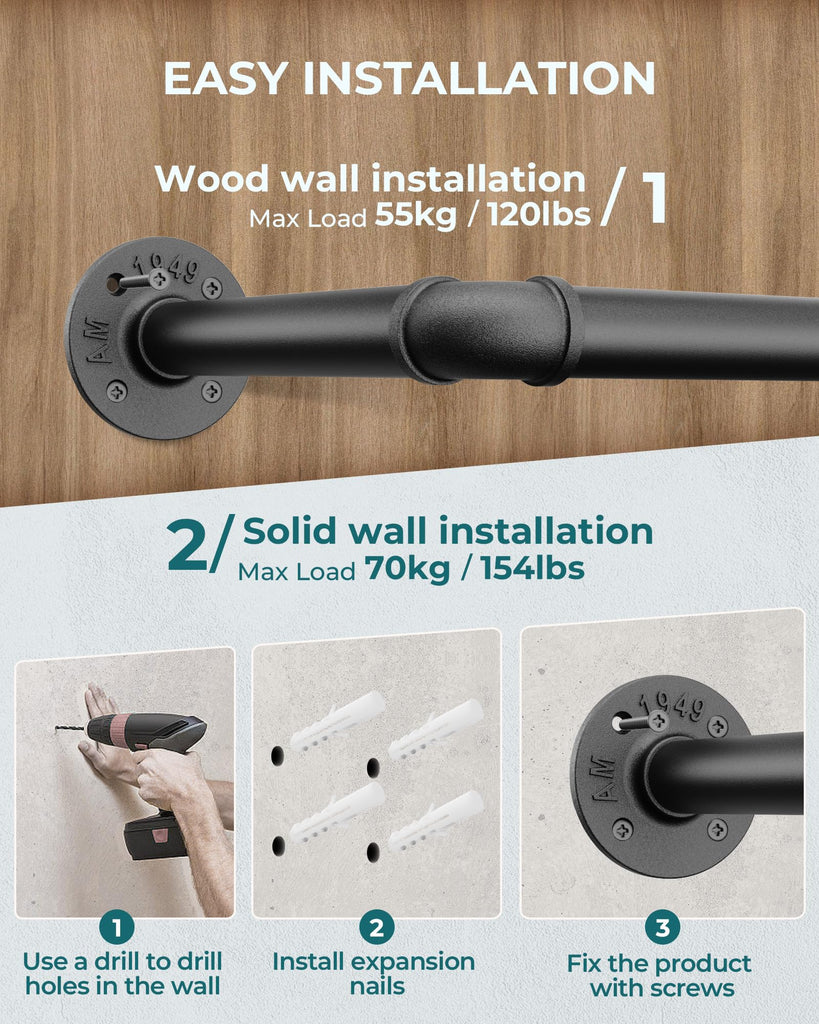 65.7" Heavy Duty Industrial Pipe Clothes Rack for Hanging Clothes