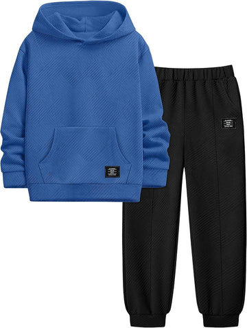 Boys Clothes Ribbed Boy Outfits Long Sleeve Hoodie Jogger Set