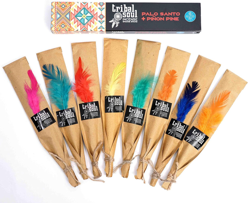 INTB(8) Incense Smudge Sticks, Assorted Gift Set Includes 8 Fragrances (15g, Each), Exotic Mango Wood Hand Carved