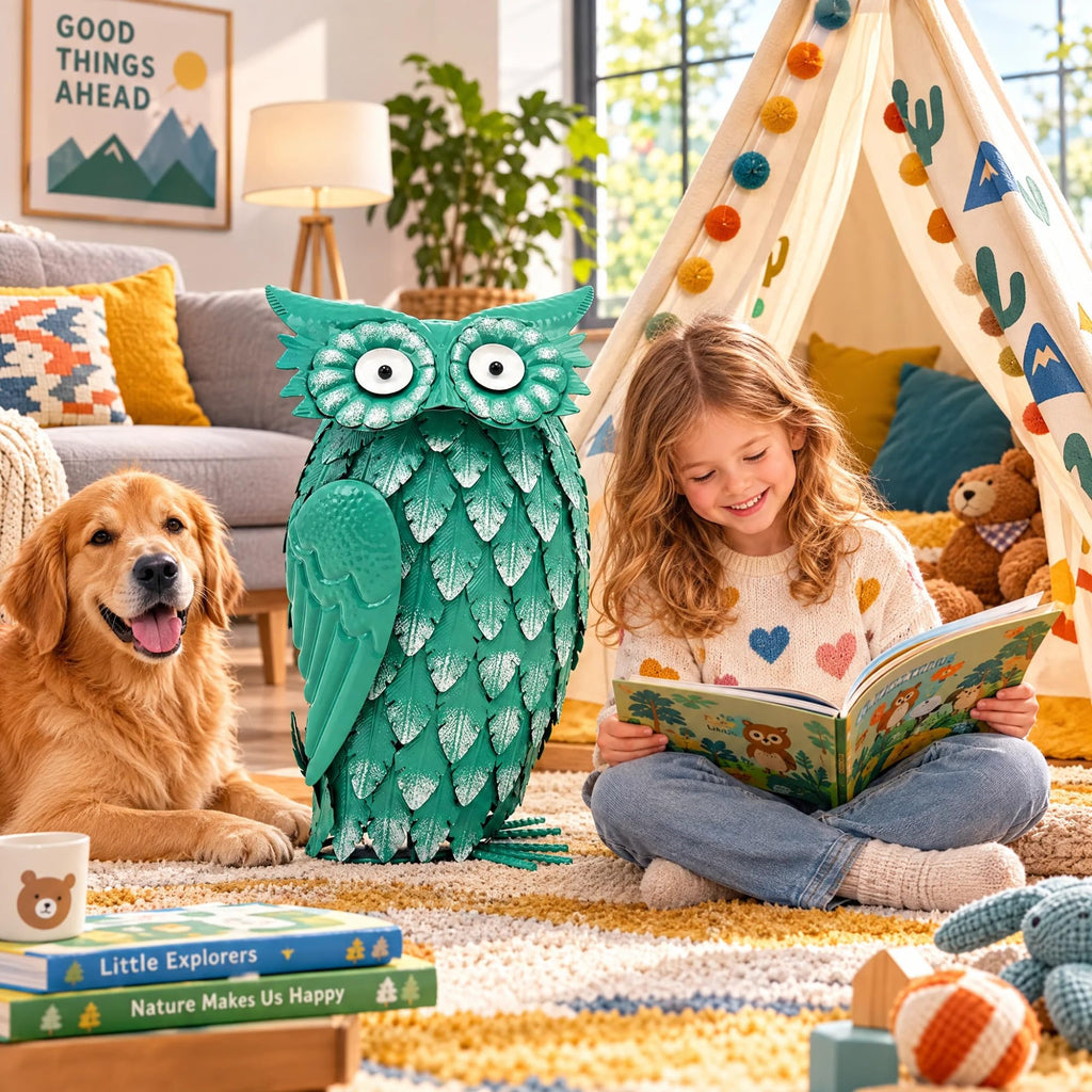 Large Owl Statue, Bird Figurine Gift for Halloween Christmas
