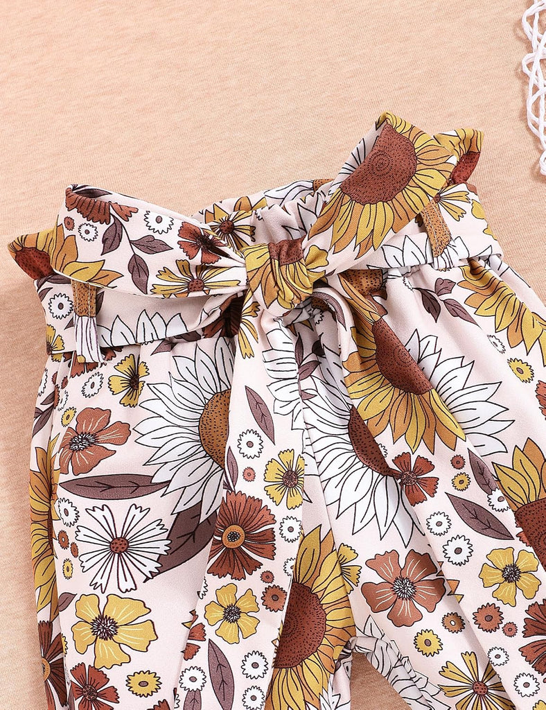 Toddler Girl Clothes Ruffle Flared Top Floral Bell Bottom Pants Baby Girls Fall Winter Outfits